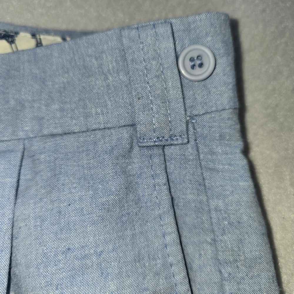 Vtg LANDS END Pleated Chino Pants 38x32 Made in USA Blue Old Money Dad Aesthetic